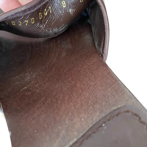 Salvatore Ferragamo Wood Slide Sandals Brown Light Blue Logo size 8 - Picture 11 of 11